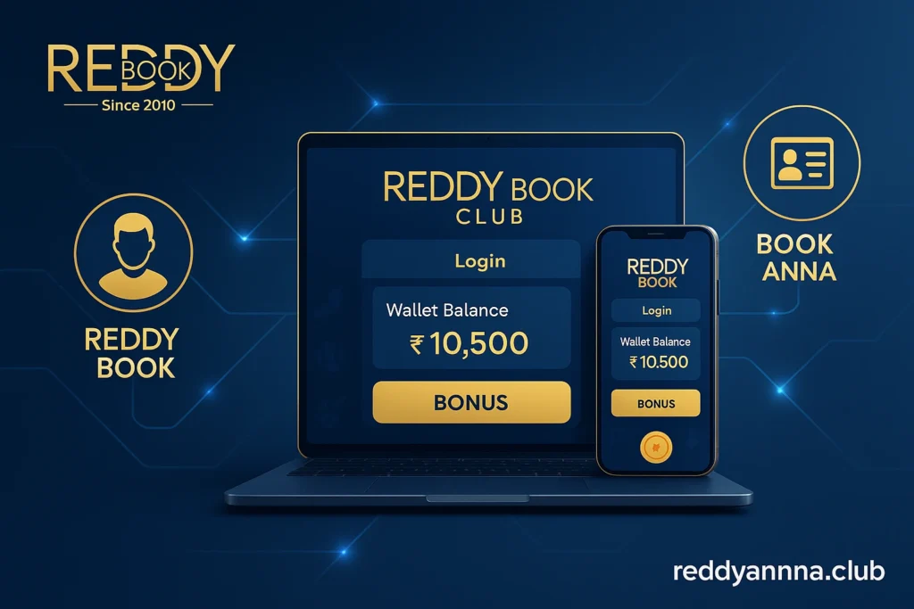 Reddy Book Club ecosystem showing Club dashboard with links to Reddy Book Anna and Reddy Book ID – reddyaanna.club
